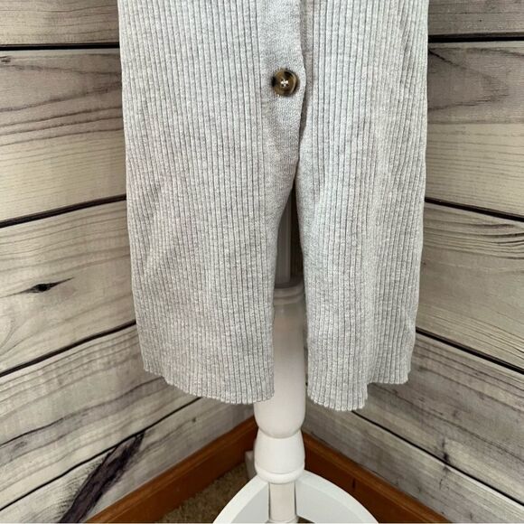 Pink Rose Light Heather Grey Button Down Ribbed Knit Sweater Tank Dress - Picture 7 of 11
